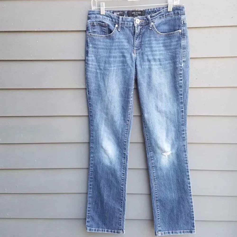 Nine West Date Night Straight Jeans Bling on Back size 6/28